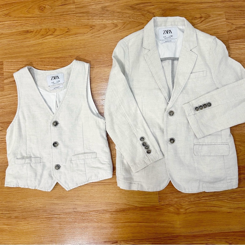 ZARA ~ LOT Sale ~ Kids Linen Blend Suit Jacket & Matching Vest